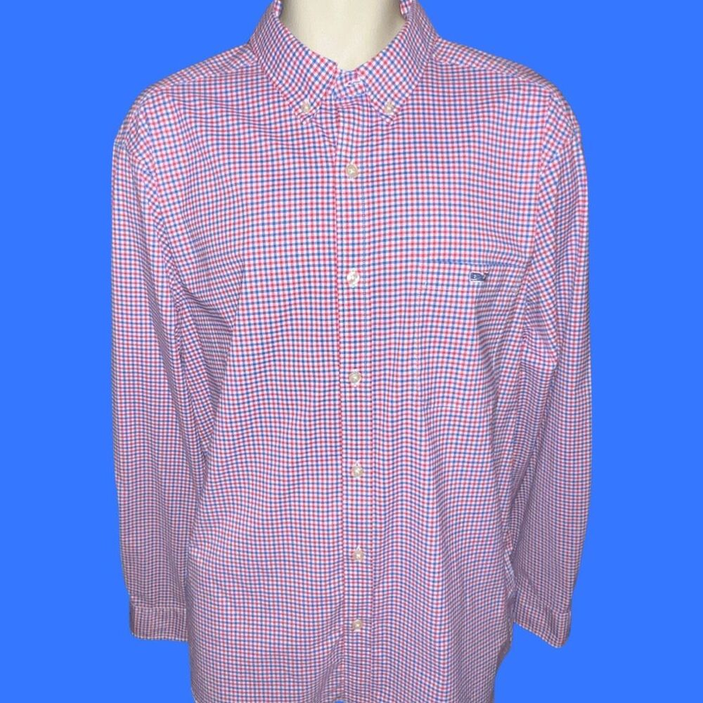 Vineyard Vines On-The-Go Lightweight Gingham Shirt Size XL #7 - Picture 3 of 6